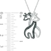 Thumbnail Image 1 of Enhanced Black and White Diamond Accent Hugging Giraffes Pendant in Sterling Silver with Black Rhodium