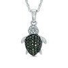Thumbnail Image 1 of 1/6 CT. T.W. Enhanced Green and White Diamond Turtle Pendant in Sterling Silver