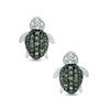 Thumbnail Image 0 of 1/6 CT. T.W. Enhanced Green and White Diamond Turtle Stud Earrings in Sterling Silver
