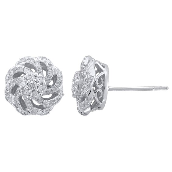 1/2 CT. T.w. Multi-Diamond Pinwheel Stud Earrings in 10K White Gold