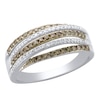 Thumbnail Image 0 of 1/2 CT. T.W. Champagne and White Diamond Multi-Row Ring in 10K White Gold