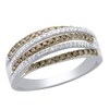 Thumbnail Image 1 of 1/2 CT. T.W. Champagne and White Diamond Multi-Row Ring in 10K White Gold