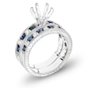 Thumbnail Image 2 of Princess-Cut Blue Sapphire and 1/2 CT. T.W. Diamond Semi-Mount Bridal Set in 14K White Gold