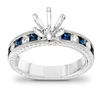 Thumbnail Image 3 of Princess-Cut Blue Sapphire and 1/2 CT. T.W. Diamond Semi-Mount Bridal Set in 14K White Gold