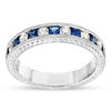 Thumbnail Image 4 of Princess-Cut Blue Sapphire and 1/2 CT. T.W. Diamond Semi-Mount Bridal Set in 14K White Gold
