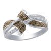 Thumbnail Image 0 of 1/2 CT. T.W. Champagne and White Diamond Double Fold Bypass Ring in 10K White Gold