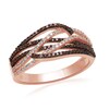 Thumbnail Image 1 of 1/3 CT. T.W. Enhanced Cognac and White Diamond Layered Crossover Ring in 10K Rose Gold