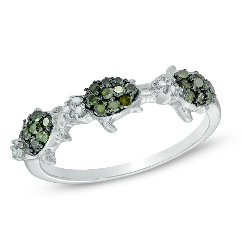 10k Yellow Gold Rare Green Diamond & White Diamond Pave Ring - Size 7 –  Crystal Gemstone Shop