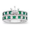 Thumbnail Image 0 of Princess-Cut Emerald and 1/2 CT. T.W. Diamond Semi-Mount Bridal Set in 14K White Gold