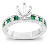 Thumbnail Image 2 of Princess-Cut Emerald and 1/2 CT. T.W. Diamond Semi-Mount Bridal Set in 14K White Gold