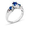 Thumbnail Image 2 of 5.0mm Blue Sapphire and 1/10 CT. T.W. Diamond Engagement Ring in 14K White Gold