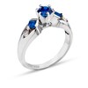 Thumbnail Image 1 of 5.0mm Blue Sapphire and 1/10 CT. T.W. Diamond Engagement Ring in 14K White Gold