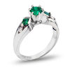 Thumbnail Image 1 of 5.0mm Emerald and 1/10 CT. T.W. Diamond Engagement Ring in 14K White Gold