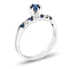 Thumbnail Image 1 of 4.0mm Blue Sapphire and 1/10 CT. T.W. Diamond Engagement Ring in 14K White Gold