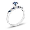 Thumbnail Image 1 of 4.0mm Blue Sapphire and 1/10 CT. T.W. Diamond Engagement Ring in 14K White Gold