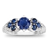 Thumbnail Image 0 of 6.0mm Blue Sapphire and 1/8 CT. T.W. Diamond Engagement Ring in 14K White Gold