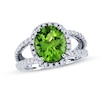 Thumbnail Image 0 of Oval Peridot and 7/8 CT. T.W. Diamond Ring in 14K White Gold