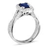 Thumbnail Image 1 of Your Stone Your Story ™ Emerald-Cut Blue Sapphire and 3/4 CT. T.W. Diamond Frame Twist Ring in 14K White Gold