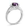 Thumbnail Image 1 of 7.0mm Amethyst and 1/4 CT. T.W. Diamond Ring in 14K White Gold