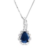 Thumbnail Image 1 of Pear-Shaped Blue Sapphire and Diamond Accent Pendant in 14K White Gold