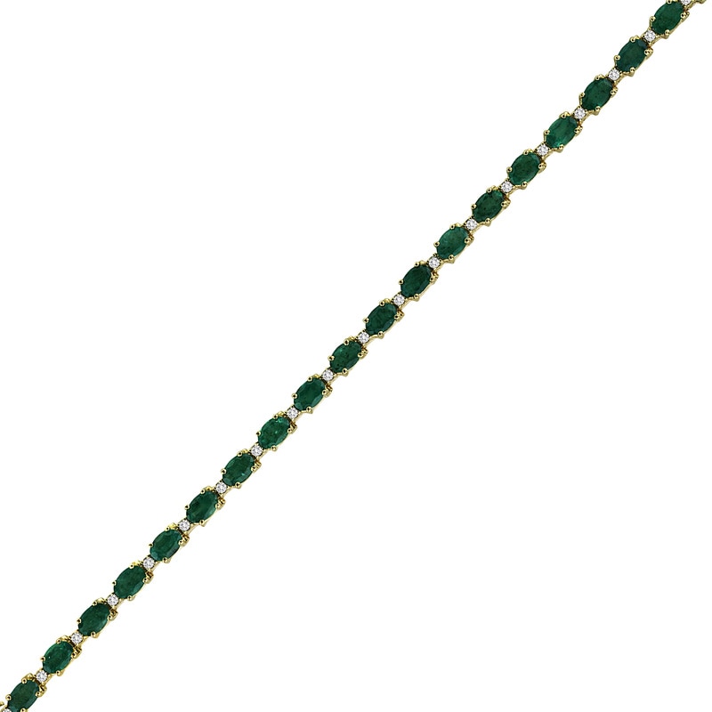 Oval Emerald and 3/8 CT. T.W. Diamond Bracelet in 14K Gold