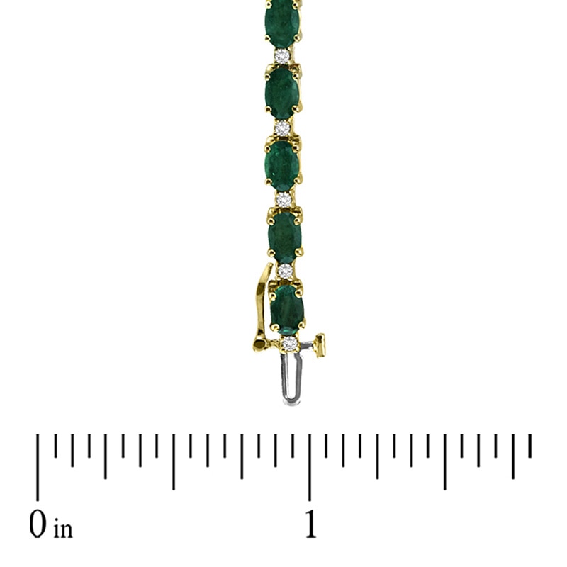 Oval Emerald and 3/8 CT. T.W. Diamond Bracelet in 14K Gold