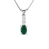 Thumbnail Image 0 of Oval Emerald and 1/10 CT. T.W. Diamond Pendant in 14K White Gold
