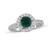 Thumbnail Image 0 of 7.0mm Emerald and 1/3 CT. T.W. Diamond Frame Engagement Ring in 14K White Gold