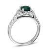 Thumbnail Image 1 of 7.0mm Emerald and 1/3 CT. T.W. Diamond Frame Engagement Ring in 14K White Gold