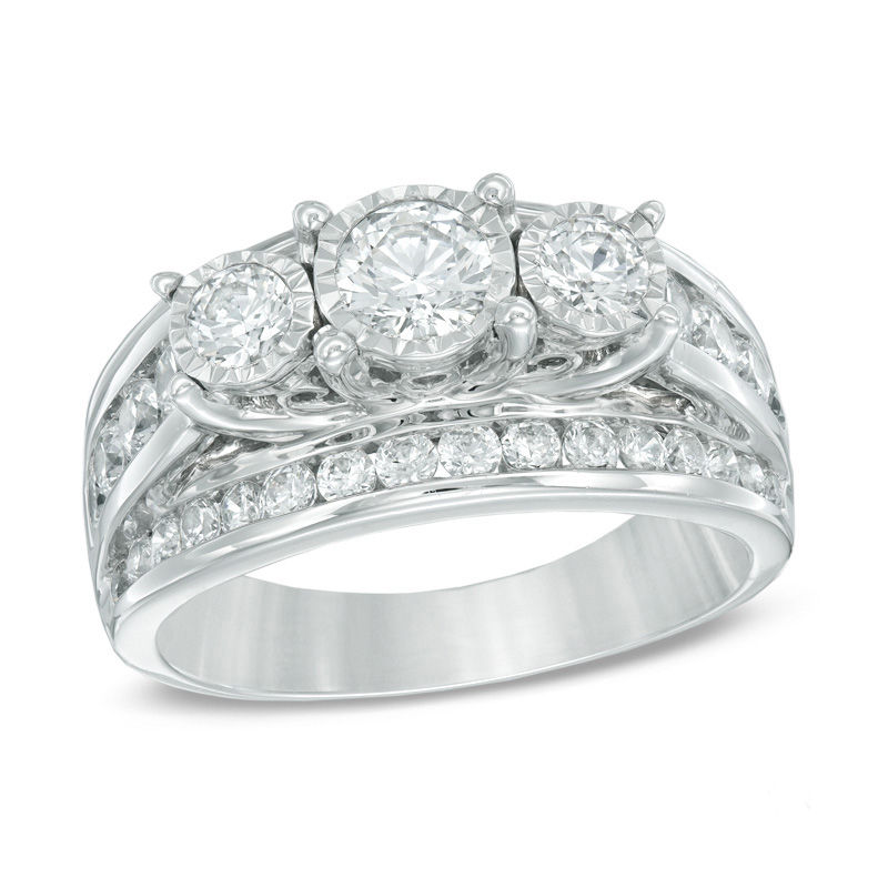 2 CT. T.W. Diamond Past Present Future® Ring in 14K White Gold