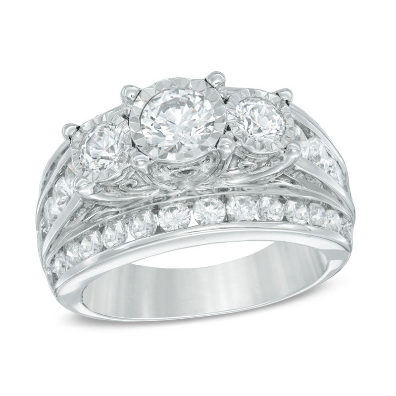 3 CT. T.W. Diamond Past Present Future® Ring in 14K White Gold