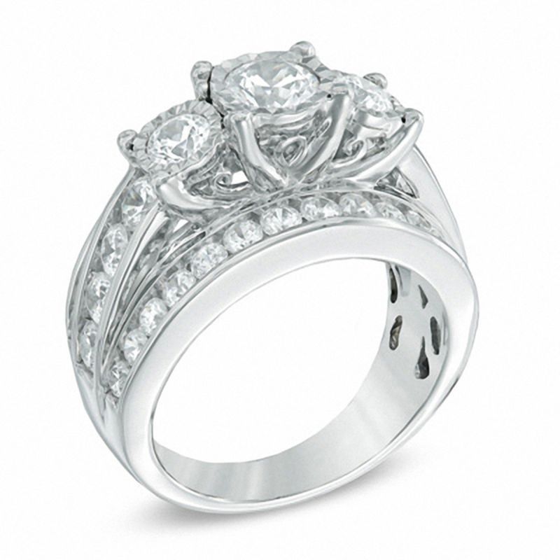 3 CT. T.W. Diamond Past Present Future® Ring in 14K White Gold