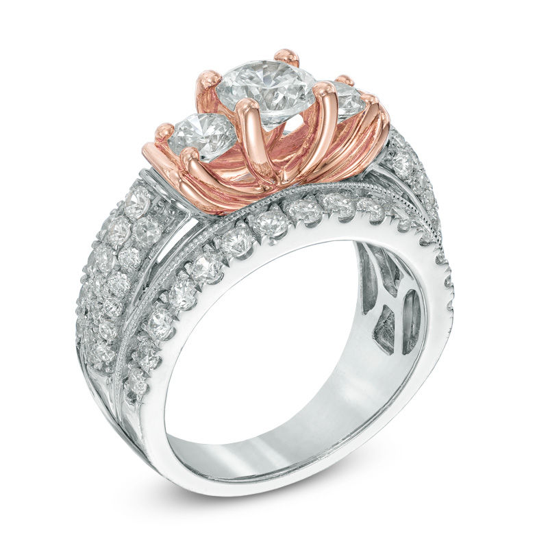 Main Image 2 of 3 CT. T.W. Diamond Past Present Future® Ring in 14K Two-Tone Gold