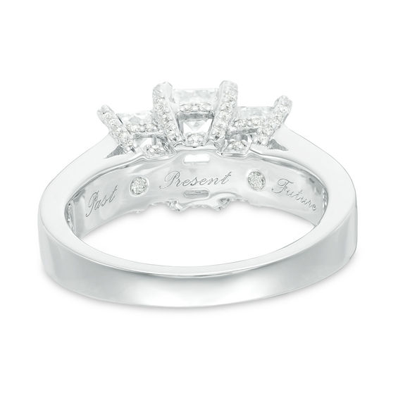 3 CT. T.w. Certified Emerald-Cut Diamond Past Present FutureÂ® Ring in 14K White Gold (I/I1)