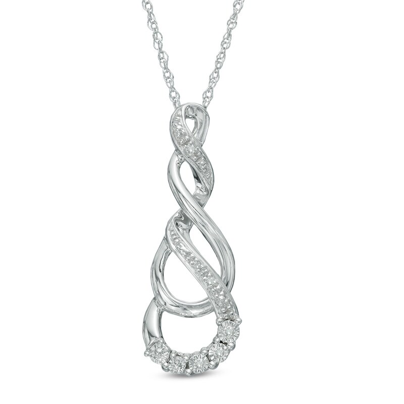 Main Image 1 of Diamond Accent Cascading Infinity Pendant in Sterling Silver