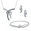 Thumbnail Image 1 of 1/8 CT. T.W. Enhanced Blue and White Diamond Abstract Three Piece Set in Sterling Silver