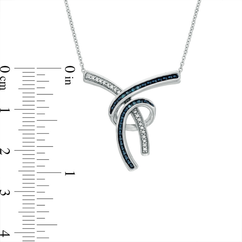 Main Image 2 of 1/8 CT. T.W. Enhanced Blue and White Diamond Abstract Three Piece Set in Sterling Silver