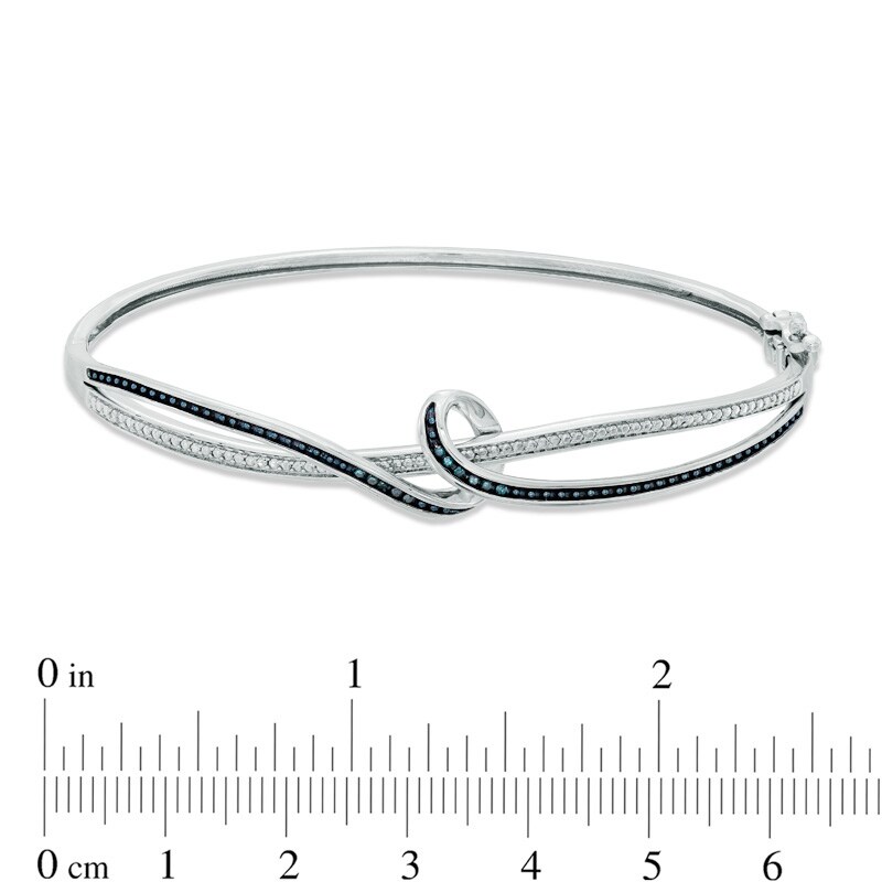 Main Image 3 of 1/8 CT. T.W. Enhanced Blue and White Diamond Abstract Three Piece Set in Sterling Silver