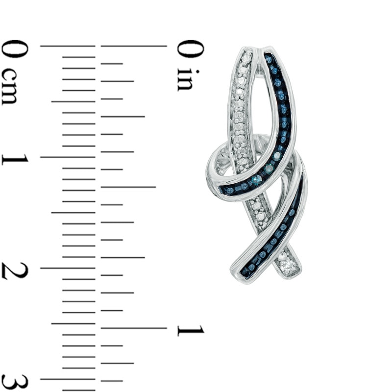 Main Image 4 of 1/8 CT. T.W. Enhanced Blue and White Diamond Abstract Three Piece Set in Sterling Silver
