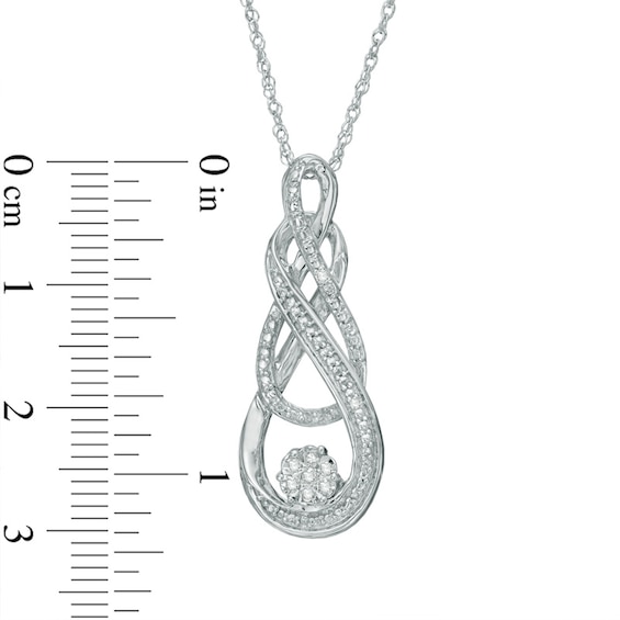 Diamond Accent Intertwined Double Infinity Pendant in Sterling Silver
