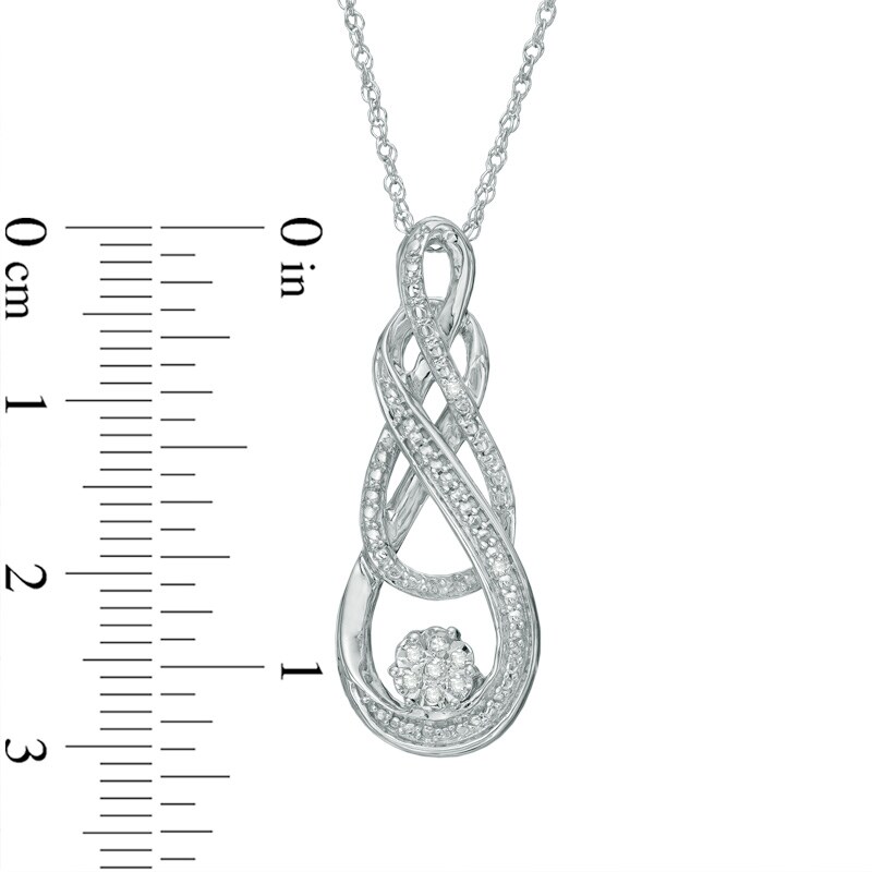 Diamond Accent Intertwined Double Infinity Pendant in Sterling Silver