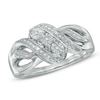 Thumbnail Image 1 of Diamond Accent Three Stone Bypass Ring in Sterling Silver