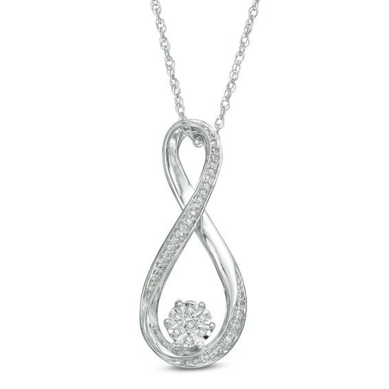 Diamond Accent Cluster Infinity Pendant in Sterling Silver