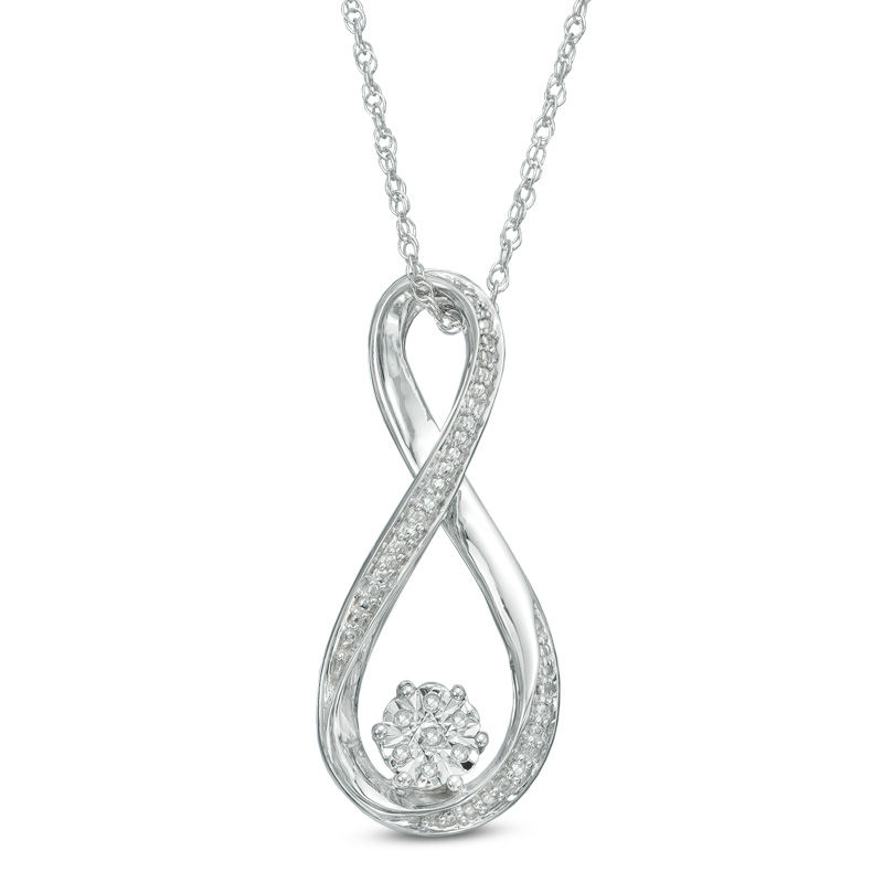 Main Image 1 of Diamond Accent Cluster Infinity Pendant in Sterling Silver