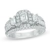 Thumbnail Image 1 of 1-1/2 CT. T.W. Emerald-Cut Diamond Frame Past Present Future® Ring in 14K White Gold