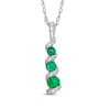 Thumbnail Image 0 of Lab-Created Emerald Three Stone Swirl Pendant in 10K White Gold