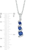 Thumbnail Image 2 of Lab-Created Blue Sapphire Three Stone Swirl Pendant in 10K White Gold