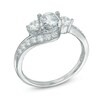 Thumbnail Image 1 of Lab-Created White Sapphire Three Stone Bypass Ring in 10K White Gold