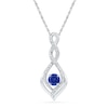 Thumbnail Image 1 of 5.0mm Lab-Created Blue Sapphire and Diamond Accent Infinity Twist Pendant in 10K White Gold