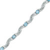 Thumbnail Image 0 of Blue Topaz and 1/20 CT. T.W. Diamond Twist Bracelet in Sterling Silver - 7.25"